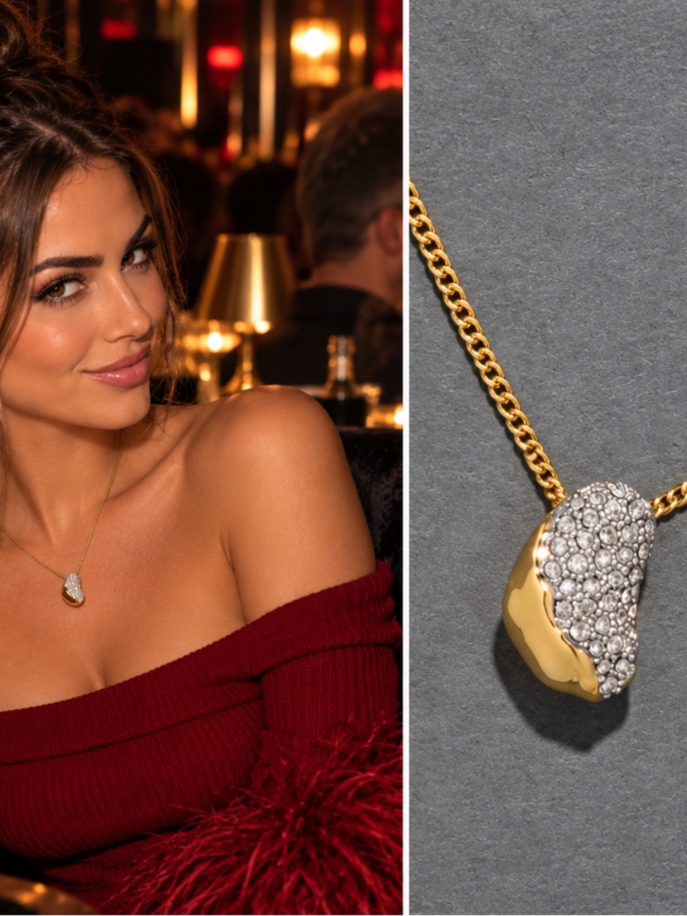 ALEXIS BITTAR 🔱 Solanales Crystal small pebble necklace pave dipped gold layer